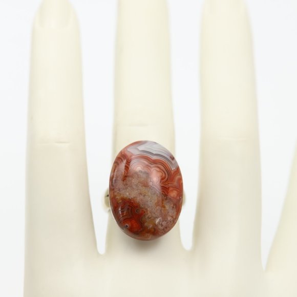 Crazy Lace Agate Ring Natural Stone Sterling Silver 925 - Picture 4 of 10